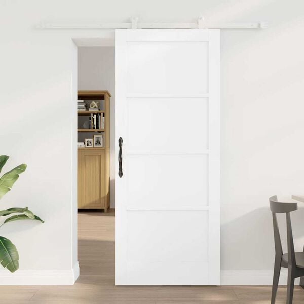 vidaXL Sliding Door White 83 x 202 cm Solid Pine Wood