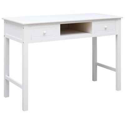 vidaXL Desk White 108x45x76 cm Solid Wood Paulownia