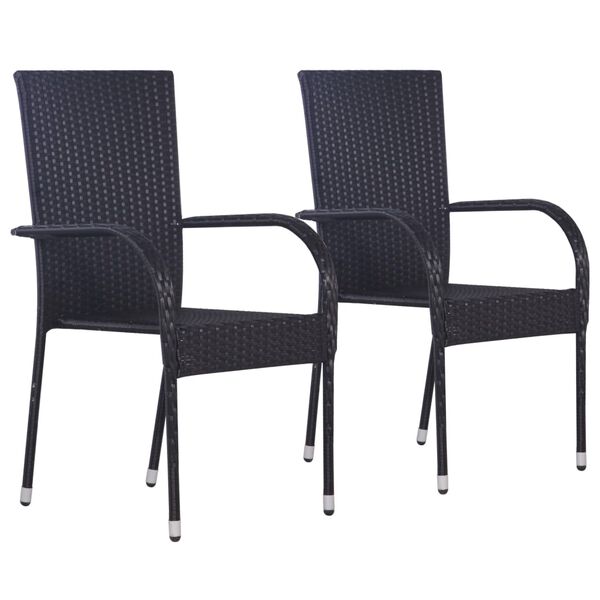 vidaXL 3 Piece Garden Dining Set Poly Rattan Black
