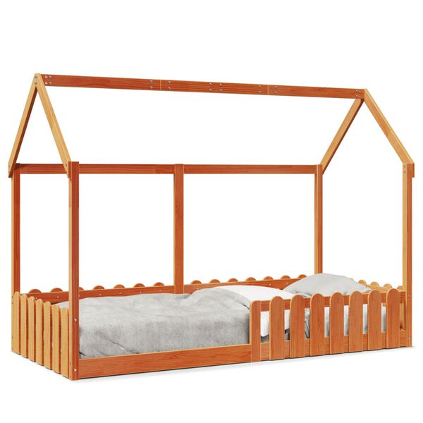 vidaXL Kids' House Bed Frame without Mattress Wax Brown 90x200 cm