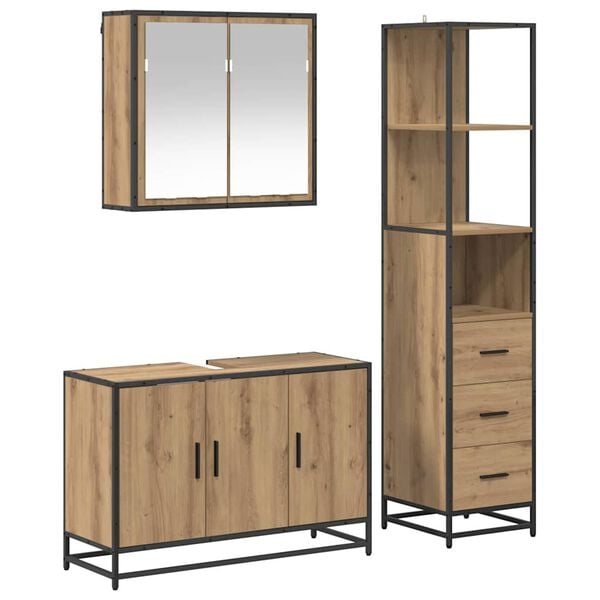 vidaXL Bathroom Furniture Set 3 pcs Artisan Oak Engineered Wood