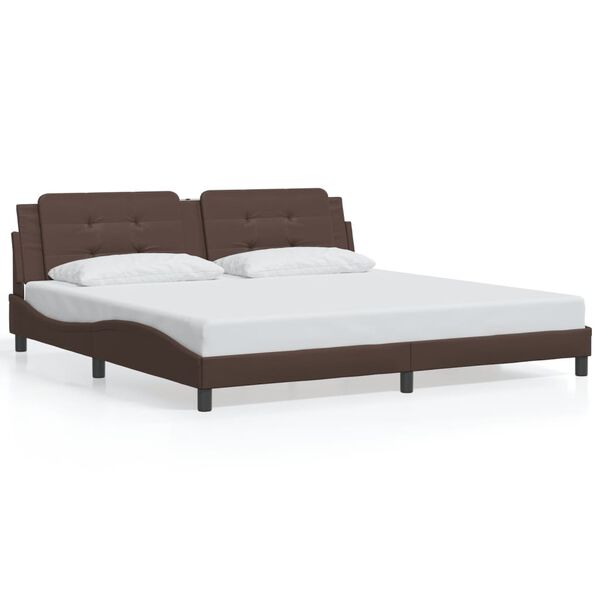 vidaXL Bed Frame without Mattress "Zadar" Brown 200x200 cm Faux Leather