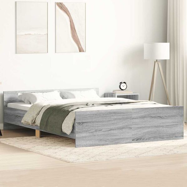 vidaXL Bed Frame without Mattress Grey Sonoma 150x200 cm King Size