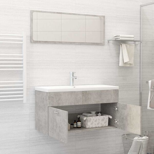 vidaXL 2 Piece Bathroom Furniture Set Concrete Grey Engineered Wood