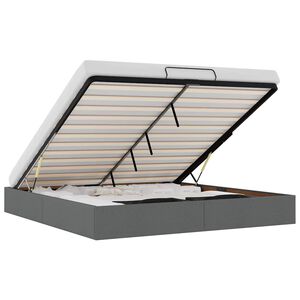 vidaXL Ottoman Bed Frame without Mattress Dark Grey Super King Fabric