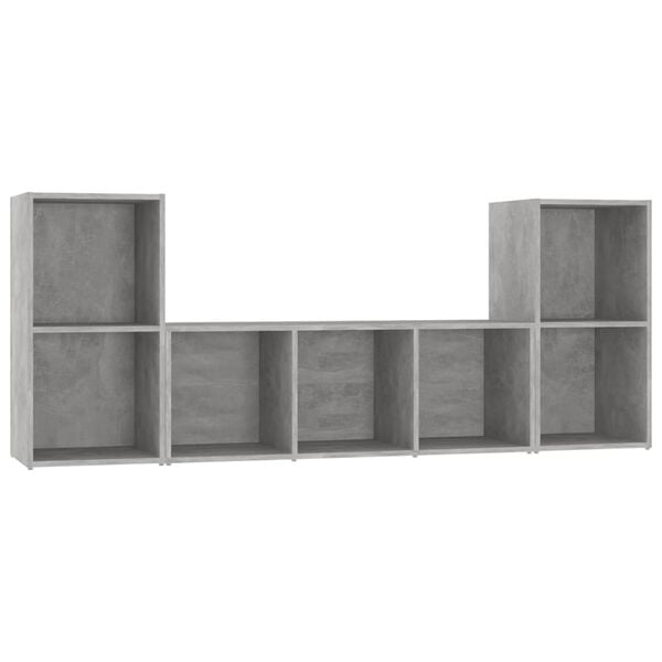 vidaXL 3 Piece TV Cabinet Set Concrete Grey Engineered Wood