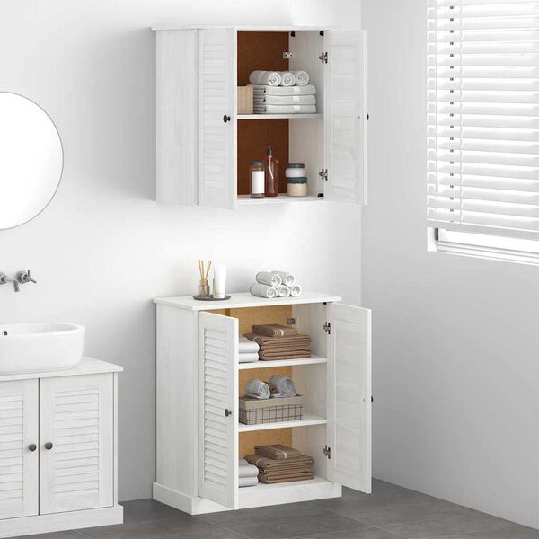 vidaXL Bathroom Furniture Set with Shelf 2 pcs White and Antique White