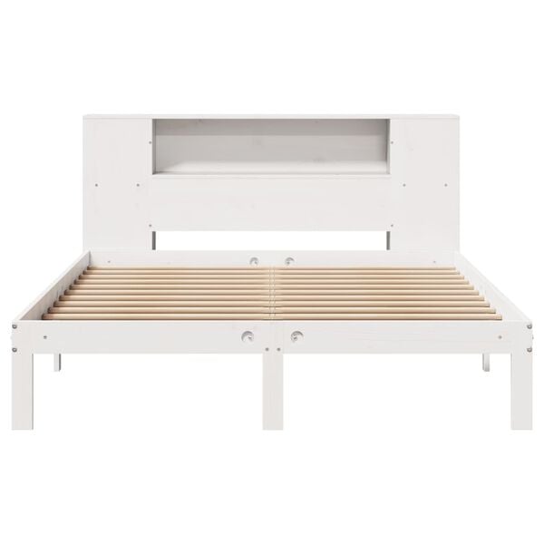 vidaXL Bookcase Bed without Mattress White 150x200 cm King Size Solid Wood Pine