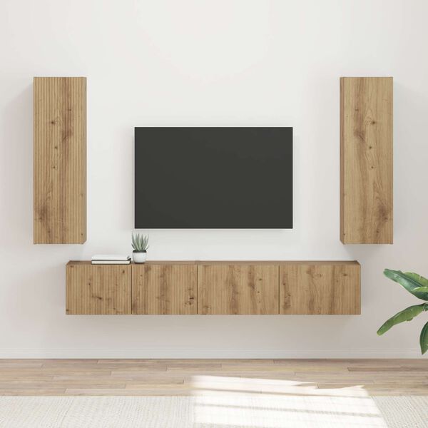 vidaXL TV Cabinet Set Wall-mounted 3 pcs Artisan Oak Engineered Wood