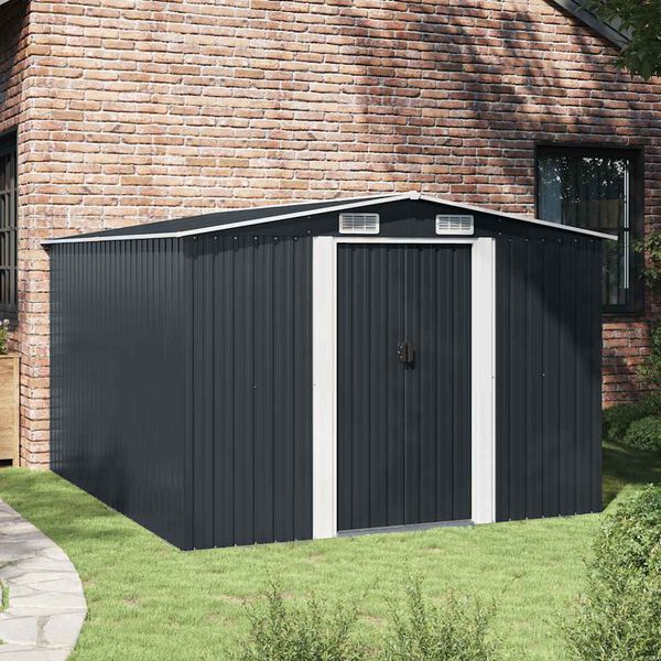 vidaXL Garden Shed 257x298x178 cm Metal Anthracite