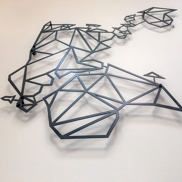 Homemania Wall Decoration World 100x58 cm Steel Black