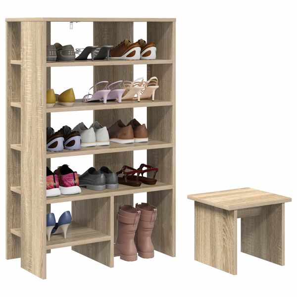 vidaXL Shoe Cabinet with Shelf 2 pcs Sonoma Oak Engineered Wood