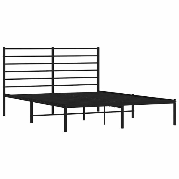 vidaXL Metal Bed Frame without Mattress with Headboard Black 140x200cm