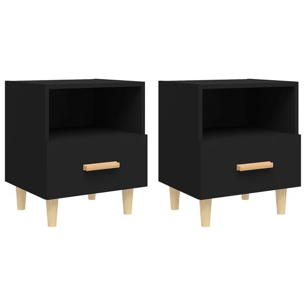 vidaXL Bedside Cabinets 2 pcs Black 40x35x47 cm