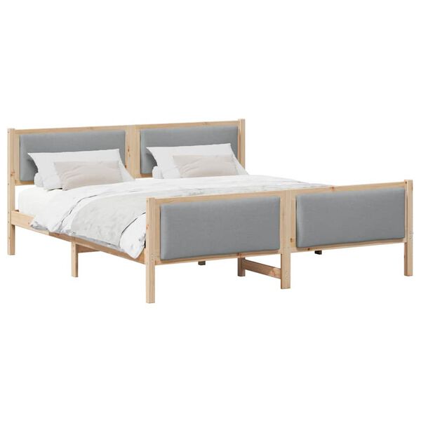vidaXL Bed Frame with Headboard Light Grey 200 x 200 cm Fabric