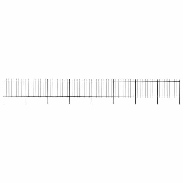 vidaXL Garden Fence with Spear Top Steel 1426x150 cm Black