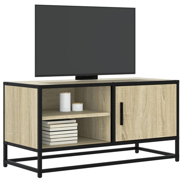 vidaXL TV Cabinet Sonoma Oak 80x34.5x40 cm Engineered Wood and Metal