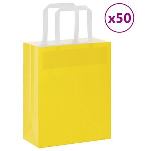 vidaXL Paper Bags 50 pcs with Handles Yellow 18x8x22 cm