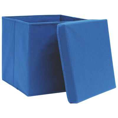 vidaXL Storage Boxes with Covers 4 pcs 28x28x28 cm Blue