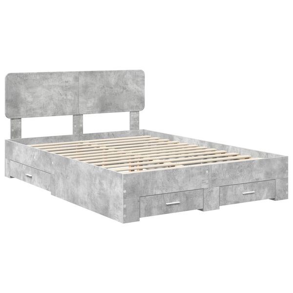 vidaXL Bed Frame Concrete Grey 160 x 200 cm Engineered Wood