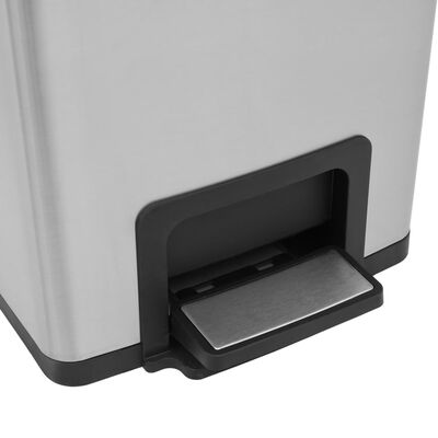vidaXL Dustbin with Pedal Anti-fingerprint 30L Silver Stainless Steel