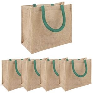 vidaXL Jute Handbags 5 Natural and Green 26 x 22 x 14 cm