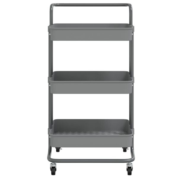 vidaXL 3-Tier Kitchen Trolley Grey 42x35x85 cm Iron and ABS
