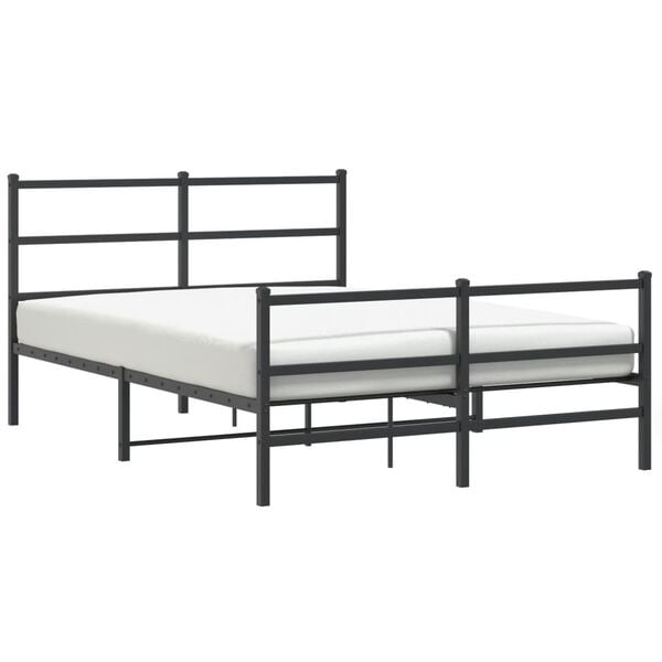 vidaXL Metal Bed Frame without Mattress with Footboard&nbsp;Black 135x190cm
