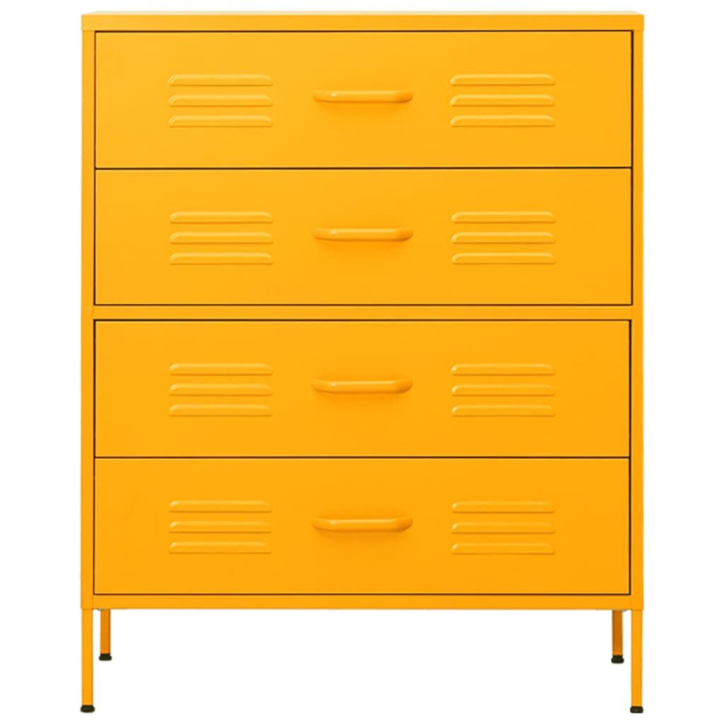 vidaXL Chest of Drawers Mustard Yellow 80x35x101.5 cm Steel