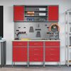 vidaXL Work Bench with Drawer 7 pcs Red 150 x 55 x 200 cm Steel