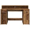 vidaXL Desk with LED Lights Old Wood 140x55x91 cm Engineered Wood
