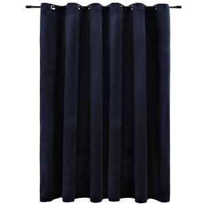 vidaXL Blackout Curtain with Metal Rings Velvet Black 290x245 cm