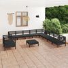 vidaXL 12 Piece Garden Lounge Set Solid Wood Pine Black