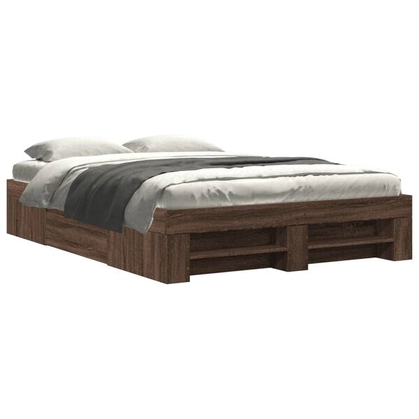 vidaXL Bed Frame without Mattress Brown Oak 140x190 cm Engineered Wood