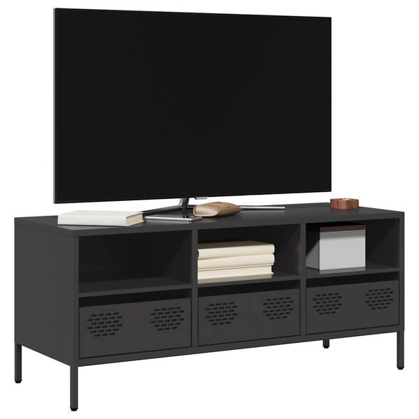 vidaXL TV Cabinet Black 101.5x39x43.5 cm Cold-rolled Steel