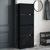 vidaXL Shoe Cabinet Black 60x21x163.5 cm Engineered Wood