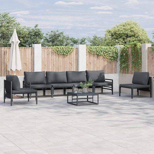vidaXL Garden Sofa Set Anthracite Steel