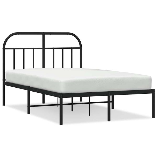 vidaXL Metal Bed Frame without Mattress with Headboard Black 120x200cm