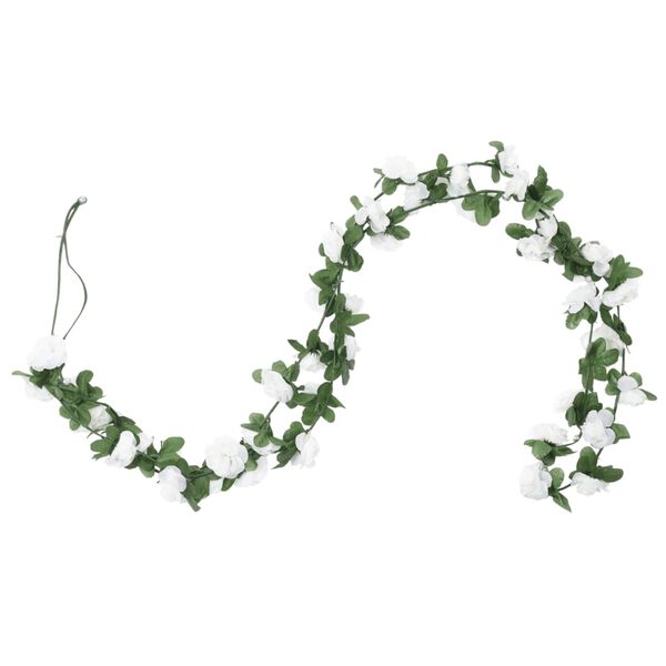 vidaXL Christmas Flower Garlands 6 pcs Spring White 250 cm