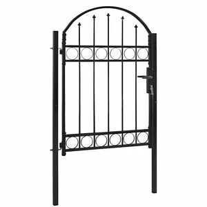 vidaXL Fence Gate ASSEN with Arched Top Steel 100x125 cm Black