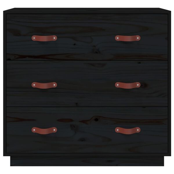 vidaXL Sideboard Black 80x40x75 cm Solid Wood Pine
