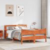 vidaXL Bed Frame with Headboard Wax Brown 120x190 cm Small Double Solid Wood Pine