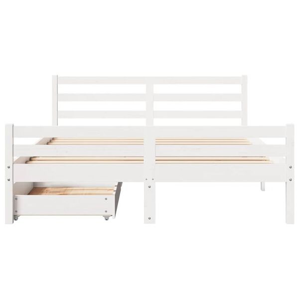 vidaXL Bed Frame without Mattress White 150x200 cm King Size Solid Wood Pine