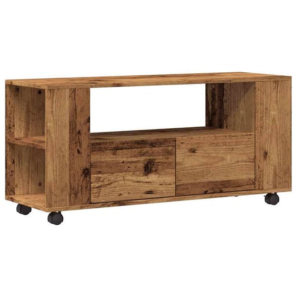 vidaXL TV Cabinet with Wheels Old Wood 102x34.5x43 cm Engineered Wood
