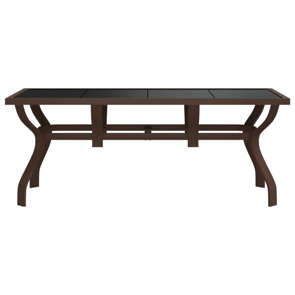 vidaXL Garden Table Brown and Black 180x80x70 cm Steel and Glass
