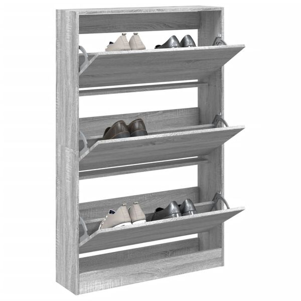 vidaXL Shoe Cabinet Grey Sonoma 80x21x125.5 cm Engineered Wood