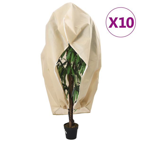 vidaXL Plant Fleece Covers with Zip 10 pcs 70 g/m&sup2; 1.2x1.8 m
