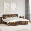 vidaXL Bed Frame Smoked Oak 180 x 200 cm Solid Pine Wood