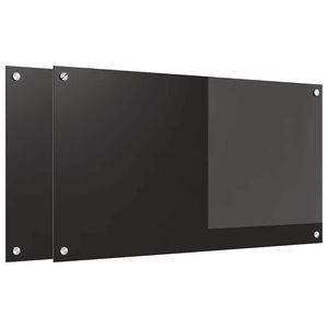 vidaXL Kitchen Backsplash Black 90 x 50 cm Tempered Glass