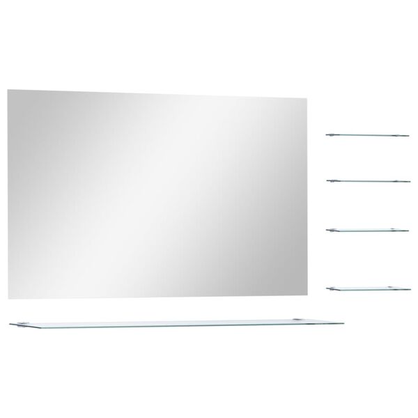 vidaXL Wall Mirror with 5 Shelves Silver 100x60 cm